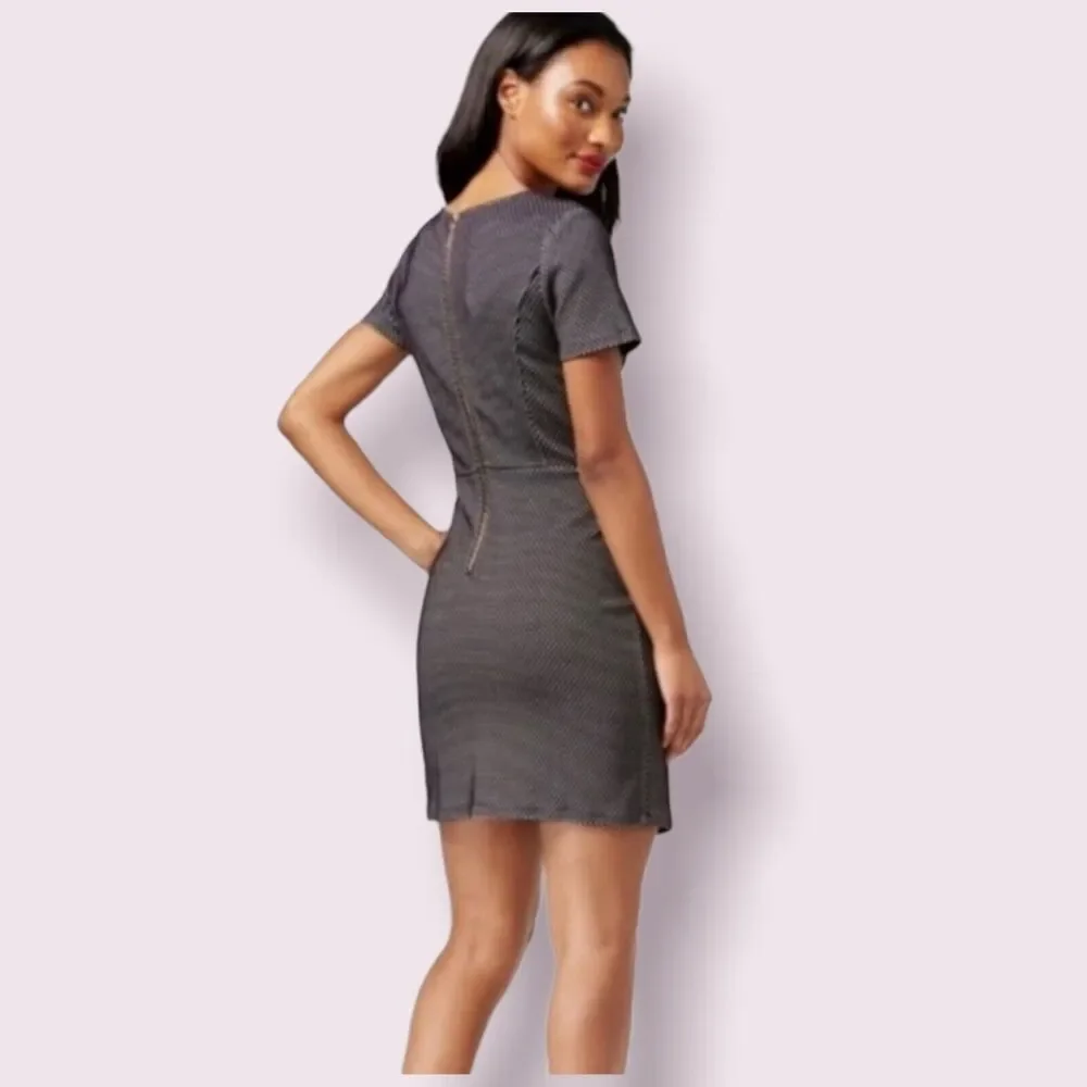 NWT Kensie Black & White Checkered Knit Zipper Skirt Dress Women's Size M - Picture 2 of 11